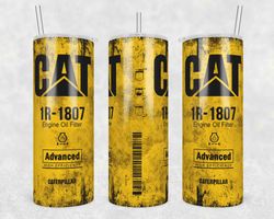 caterpillar cat yellow grunge oil tumbler wrap, 20oz skinny tumbler, caterpillar tumbler wrap png, cat yellow grunge oil