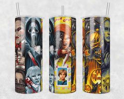 horror movies character tumbler wrap, 20oz tumbler design straight, horror character tumbler wrap