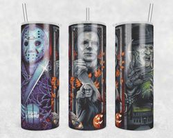 jason michael freddy tumbler wrap, 20oz tumbler design straight, horror character tumbler wrap, horror halloween tumbler