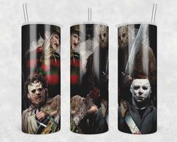 michael freddy leatherface friday tumbler wrap, 20oz tumbler design straight, horror character tumbler wrap