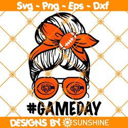 messy bun chicago bears svg, chicago bears fan svg, chicago bears girl messy bun svg, chicago bears svg