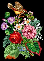 a002 bird on a bouquet of bindweeds