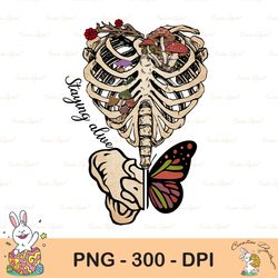 stay alive png file - skeleton ribcage png, skeleton ribs mushroom png, mushroom png, boho sublimation, retro png, subli