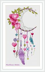 dreamcatcher hearts cross stitch pattern