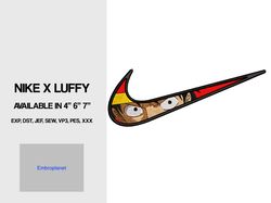 embroidery design luffy swoosh one piece nike