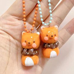 handmade clay - fox keychain