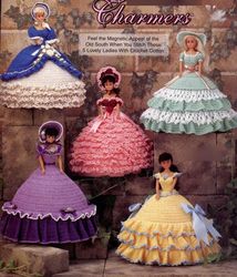 southern charmers crochet doll dresses - barbie dress crochet pattern - vintage pattern digital pdf download