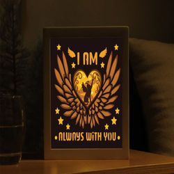 3d angel wings memorial svg cut file, always with you shadow box, lightbox svg