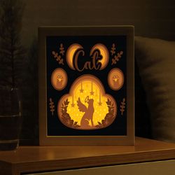 3d cat memorial paper cut template, 3d rainbow bridge shadow box svg , memorial svg, cricut files