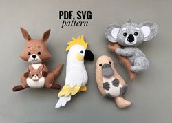 diy koala, parrot, kangaroo, platypus    ornaments pattern australian animals    patterns felt pdf