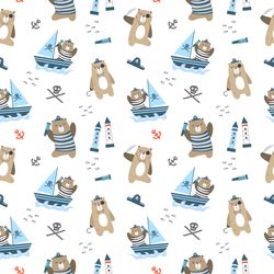 kids baby pattern of cute bear with pirates