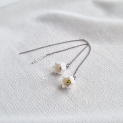 lily of the valley earrings threaded earrings botanical earrings dangle earrings minimalist earring goblincore earrings