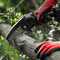 storage-friendly and efficient mini battery powered chainsaw