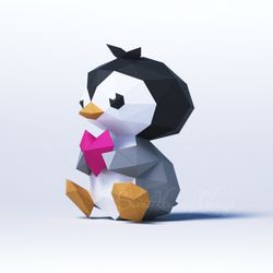 3d papercraft baby penguin pdf dxf templates