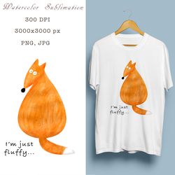 watercolor sublimation fox png, jpeg