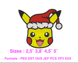 pikachu xmas embroidery design