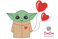 baby yoda embroidery design