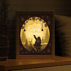 merry christmas light box template, paper cut shadow box template, shadow box card cricut, silhouette files, digital fil