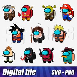 among us svg & png skins, among us vector stiker, among us cricut files, digital cut pictures among us, among us clipart