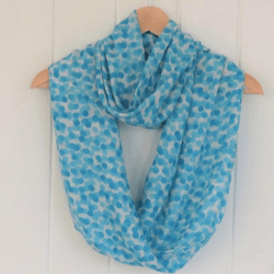 infinity circle print scarf/printed blue & white loop cowl/valentines day gift/gift for mom