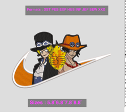 ace d portgas and sabo swoosh embroidery design