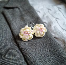 peony earrings. floral earrings. awesome gift. birthday gift. peonies jewelry