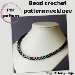 bead crochet necklace pattern, pdf file, pdf pattern mardi gras necklace, jewelry pdf pattern, pdf pattern rope necklace