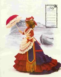 crochet pattern pdf- fashion doll barbie miss july- crochet vintage pattern-doll dress pattern