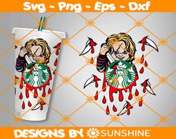 chucky killer boy starbucks svg, chucky starbucks svg, halloween starbucks svg, full wrap for starbucks svg