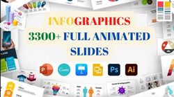 powerpoint slides pack, 3300 infographics, vector sources & canva files