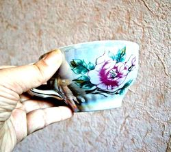 vintage soviet  roses mother-of-pearl cups coffee tea mug cup, ussr