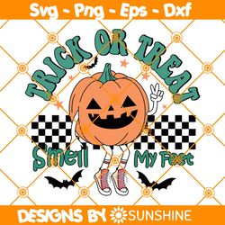 Trick Or Treat Smell My Feet Svg, Funny Pumpkins Retro Halloween undefined Svg, Halloween Svg, File For Cricut