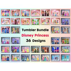 36 files disney princess tumbler bundle png, tumbler template, magical kingdom png, family trip tumbler wrap, princess t