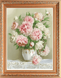 cross stitch pattern | floral embroidery | luxurious peonies | vintage cross stitch pattern | pdf | instant download