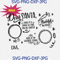 dear santa cookies and milk svg png, merry christmas svg, santa cookies svg, cameo cricut, holidays svg, doodle tray svg