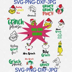 grinch bundle, grinch shirt png, grinch silhouette, restoring grinch face, grinch gift, christmas svg, christmas svg