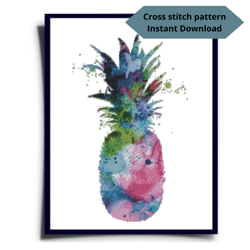 pineapple cross stitch pattern, fruit cross stitch pattern, colorfull embroidery, instant download, digital pdf