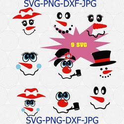 snowman bundle face svg, snowman t shirt svg, christmas svg, snowman clip art, svg, dxf, png, digital files vinyl cuttin