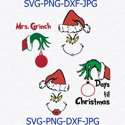 the grinch svg, mrs grinch svg, the grinch cameo cricut, days til chrismas svg, chrismas vector, clip art, gift, shirt