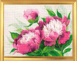 cross stitch pattern | embroidery pink peonies | floral embroidery | vintage cross stitch pattern | pdf