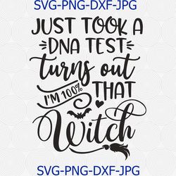 just took a dna test turns out im 100 that witch svg  png cut file, halloween svg, witches quote svg, cameo cricut, tee