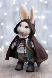 needle felted figurine rabbit osbert,  felting fiber arts, needle felted art, handmade collectible toy, collect rabbit