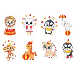 cute circus animals. eps, jpg, png 300 dpi