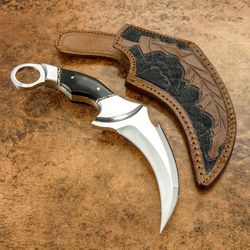 impact cutlery rare custom d2 full tang karambit knife bull horn handle