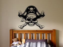 pirate skull, pirate skull and crossbones, sticker for pirate fans, wall sticker vinyl decal mural art decor