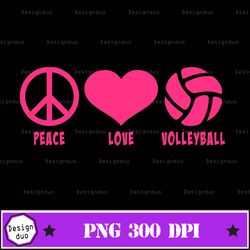 peace, love, and volleyball png design, sublimation designs downloads, png file