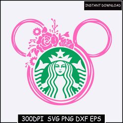 mickey mouse starbucks cup svg, png, disneyland files green logo for cricut