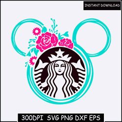 mickey mouse starbucks cup svg, png, disneyland files green logo for cricut