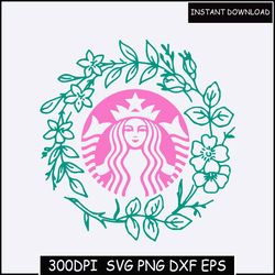 personalized starbucks svg floral design flowers tumbler custom gift decal pre-sized for cricut & silhouette starbucks