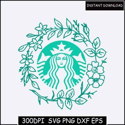 starbucks flower wreath svg sublimation